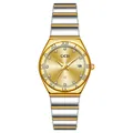 Reloj GEDI de lujo para mujer con correa de acero bicolor y visualización de fecha - Bicolor Dorado
