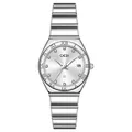 Elegante reloj de cuarzo GEDI para mujer con correa de acero inoxidable plateada. - Plata Blanco