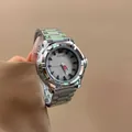 Elegant silver steel band women's watch with minimalist gray dial and GUOU logo. - Silver Gray