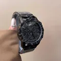 Trendy camouflage quartz watch with large dial and sub-dials for women’s fashion wear - Black Leopard Dial Leopard Strap (6083)