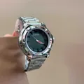 Orologio al quarzo GUOU da donna in acciaio inossidabile argento con quadrante verde scuro - Argento Verde
