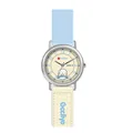 GCCLIYO stylish quartz watch with two-tone canvas strap and cartoon puppy dial detail - Blue