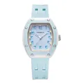 Montre sport Panmila pour femme, forme tonneau bleu clair, bracelet en silicone - Forme Tonneau / Avec Boîte et Sac d'Origine / Bleu