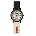 Gccliyo women's quartz watch with dual calendar display and stylish contrast canvas strap - Black