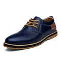 Nahaufnahme der dunkelblauen Leder-Business-Schuhe mit dekorativer handgefertigter Naht - 38 / Dunkelblaue Litschitextur (6111) / Dunkelblau