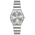 Elegante reloj de cuarzo GEDI para mujer con correa de acero plateado y calendario - Gris Plata