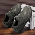 Close-up of olive green barefoot hiking shoes with a wide toe box and mesh upper. - 39 / Army Green