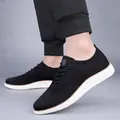 Comfortabele zwarte flyknit wandelschoenen voor heren met dikke witte zolen casual - 38 / Zwart