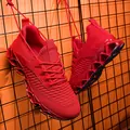 Rote atmungsaktive Fly-Knit Laufschuhe für Herren mit einzigartiger Blade-Sohle - 39 / Rot