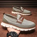 Mocassins en maille respirante pour hommes avec semelle légère et flexible, kaki et brun - 40 / Khaki
