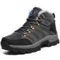 Professional side view of grey high-top winter snow boots with warm faux fur lining - 36 / Gray