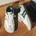 Minimalist wide toe box barefoot walking sneakers in white and green with gum sole - 37 / White Green