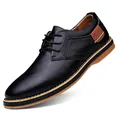 Men's classic black pebbled leather business casual dress shoes with lace-up design - 38 / 6111 Style (6111) / Black