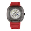 GUOU luxury women's quartz watch featuring transparent square case and red silicone strap - Red Strap Black Dial (Quartz)