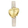 Orologio GEDI triangolare irregolare oro con cinturino in pelle beige donna - Cinturino Crema Cornice Oro