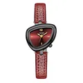 GEDI women's watch with irregular triangular black case and red leather strap - Burgundy Strap Burgundy Gun Frame