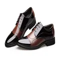 Klassische zweifarbige Herren-Business-Schuhe aus Lackleder in Schwarz und Braun - 38 / Braun