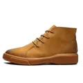 Men's genuine leather high-top outdoor casual work boots in stylish tan brown finish - 38 / Flats / Brown