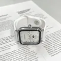 Montre à quartz carrée de luxe LareinaRita avec bracelet en silicone blanc et multi-cadrans - Bracelet en Silicone Blanc Cadran Blanc Boîtier Argent