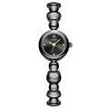 Orologio a bracciale GEDI con perle nere e design di lusso retrò minimalista per donna - Cassa Nera Quadrante Nero Cinturino Nero