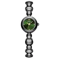 Elegante orologio GEDI retrò da donna con quadrante verde e cinturino a grani neri - Cassa Nera Quadrante Verde Cinturino Nero