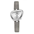 GEDI irregular triangular ladies' watch with grey textured leather strap and silver dial - Grey Strap Grey Silver Case