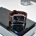 Élégante montre à quartz carrée LareinaRita avec bracelet marron et cadran noir multifonction - Bracelet en Silicone Brun Cadran Noir Boîtier Argent