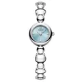 Reloj de cuarzo GEDI para mujer con esfera azul claro y pulsera de cuentas - Caja Plateada Índices Plateados Esfera Azul Claro Banda Plateada