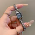 GUOU elegant small square dial watch for women with silver chain link bracelet strap - Silver Blue