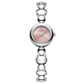 Reloj de pulsera de cuarzo GEDI para mujer con esfera rosa y brazalete de plata - Caja Plateada Índices Plateados Esfera Rosa Banda Plateada
