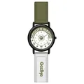 Retro unisex quartz watch featuring a contrast nylon strap and cute panda dial design - Green Yellow White Gun-black Frame