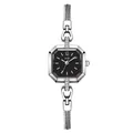 Elegant GEDI silver bracelet watch featuring an octagonal black dial and rhinestones - One Size / Silver Case Black Face Silver Band