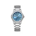 Orologio Eyki argento da donna con quadrante blu e lunetta con cristalli incastonati - Stile 2122 (2122 Acciaio Argento Blu) / Argento/Blu