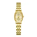 Elegant gold-tone oval quartz watch for women with a minimalist steel link strap. - All Gold