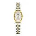 Elegant Gedi small oval women's quartz watch featuring a two-tone silver and gold steel bracelet - Two-Tone Gold & White