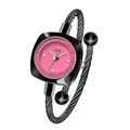 Reloj de pulsera GEDI para mujer con esfera rosa y correa de cable metálico trenzado - Gris Oscuro Rosa Rojo