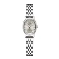 Elegant silver oval quartz watch for women with a sleek stainless steel link bracelet - Silver Gray