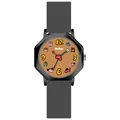 GCCLIYO cute cartoon quartz watch for students with black silicone strap - Cartoon Quartz Watch (2354) / Gray Strap Brown Gun-Metal Frame