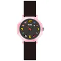 Cute pink octagonal dopamine quartz watch with cartoon characters and black strap - Cartoon Quartz Watch (2354) / Black Strap Black Pink Frame