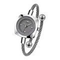 GEDI creative women's silver bracelet watch featuring twisted cable strap and swan logo dial. - Gray Dial (62038) / Silver Gray