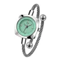 Reloj de pulsera GEDI para mujer con esfera verde menta y correa de cable plateada - Plata Verde