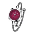 Reloj de pulsera GEDI para mujer con correa de cable metálico y esfera granate - Plata y Rosa Rojo