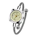 Reloj de pulsera GEDI con cable plateado trenzado y logotipo de cisne - Plata Amarillo