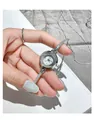 Elegant silver alloy watch with diamond encrusted drawstring bracelet for women - Round Dial / Rabbit Slider / Silver White