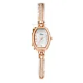 Elegant rose gold women's watch with diamond-encrusted band and pearl dial - Hexagonal Dial / Rose Gold White
