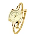 Reloj de pulsera GEDI elegante en oro trenzado para mujer con logotipo de cisne - Todo oro
