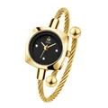 Reloj GEDI minimalista de cuarzo para mujer con brazalete de cuerda dorada y logo de cisne - Oro Negro