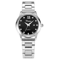Elegante reloj de cuarzo Dinimi para mujer con esfera de cielo estrellado y correa. - Acero Plateado Negro (Borde Liso)