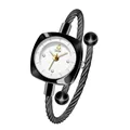 Elegante reloj brazalete GEDI para mujer con logo de cisne y cable metálico trenzado negro - Blanco Pistola