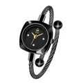 Elegante reloj de pulsera GEDI negro con correa de cable trenzado y esfera de cisne - Negro de Humo